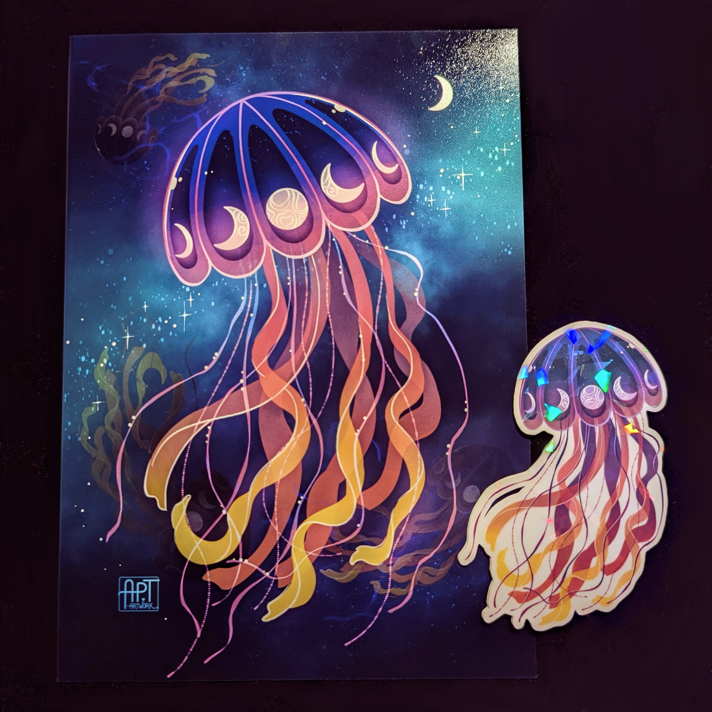 Moon Jellyfish Print & Sticker