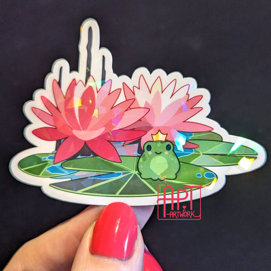 Frog Prince Lotus Sticker