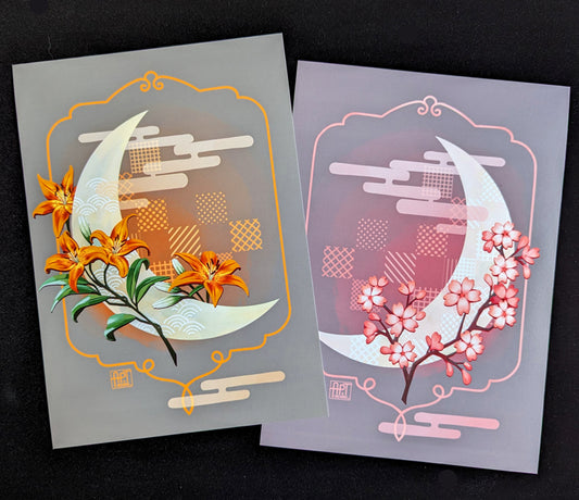 Tiger Lily & Cherry Blossom Moon Art Prints