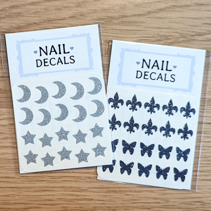 Silver Glitter Nail Decals