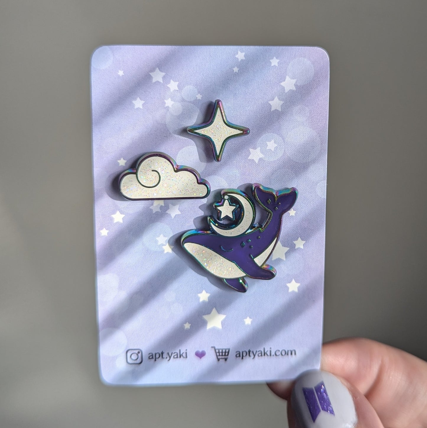 Rainbow Sky Whale Pin Set