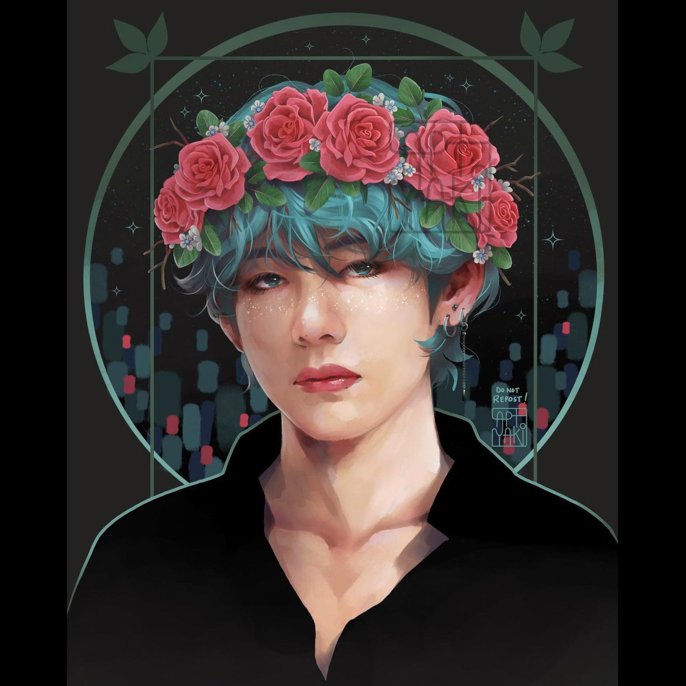 Flower Crown Taehyung art print